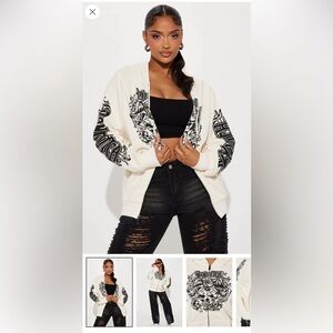 Von Dutch Cream Zip-Up Hoodie with Graphic